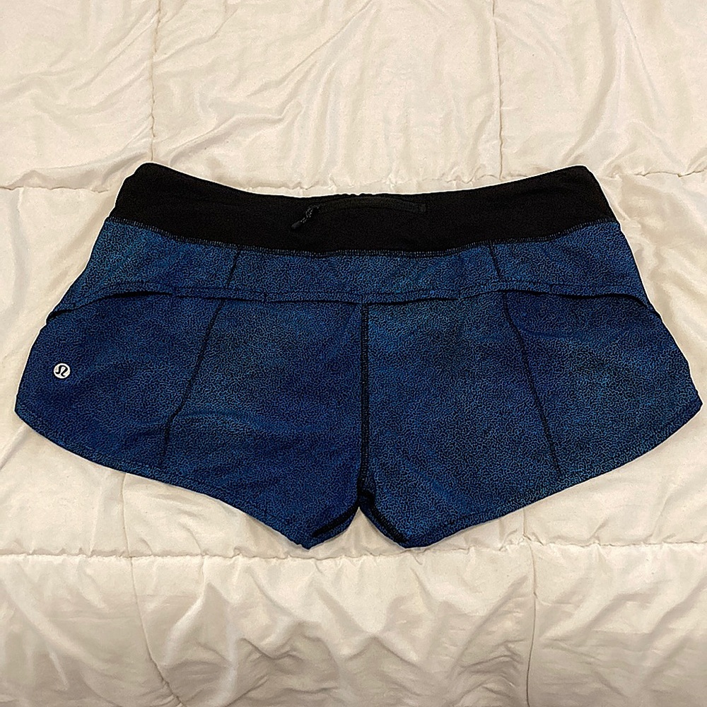 Lululemon Speed Short (4-way Stretch) Super Natural Blue Multi / Black Size 10 - Picture 5 of 12